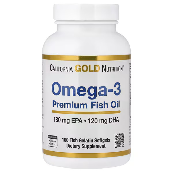 California Gold Nutrition, Omega-3 Premium Fish Oil, 100 Fish Gelatin Softgels (1,100 mg per Softgel)