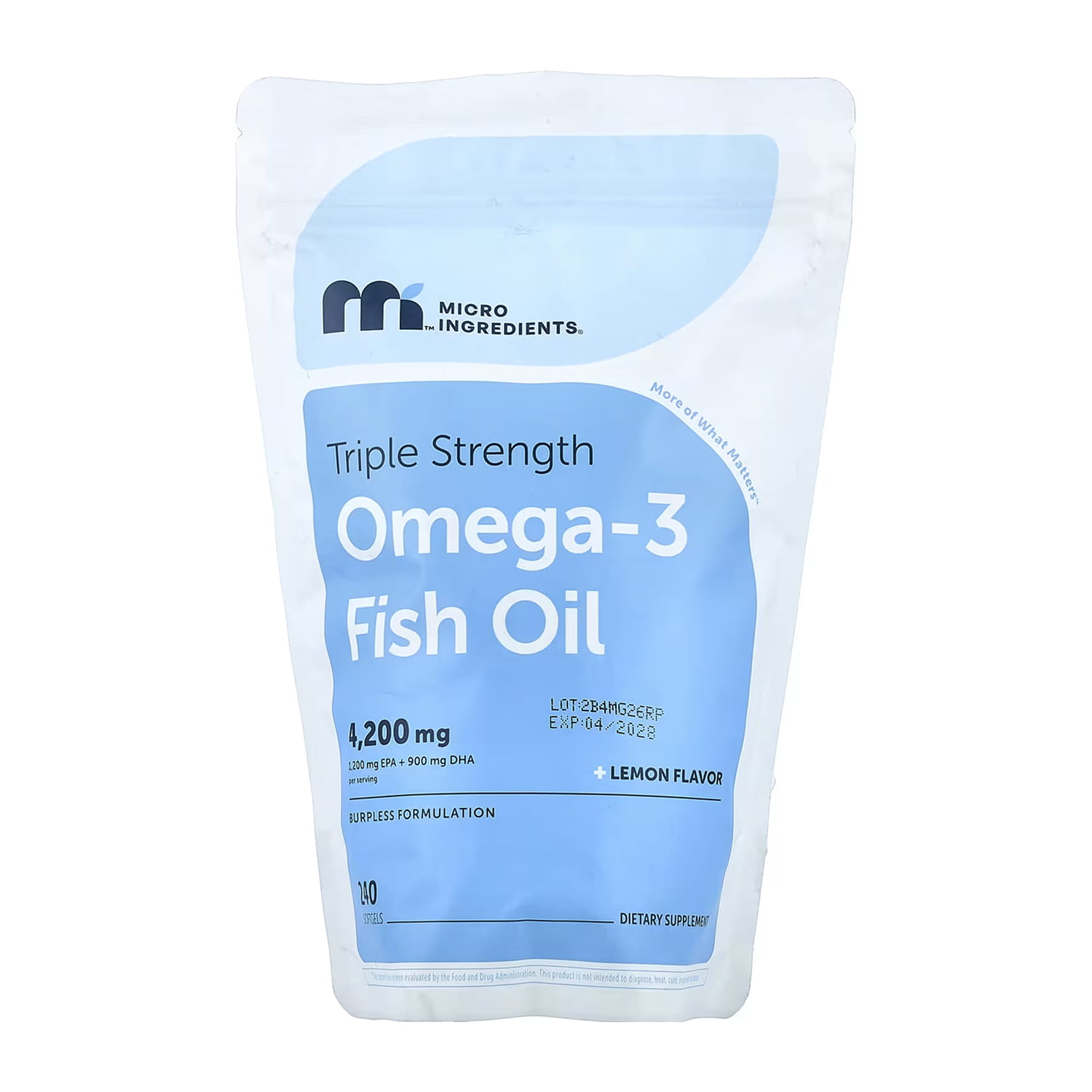 Micro Ingredients Omega-3 Fish Oil Lemon 240 Softgels main