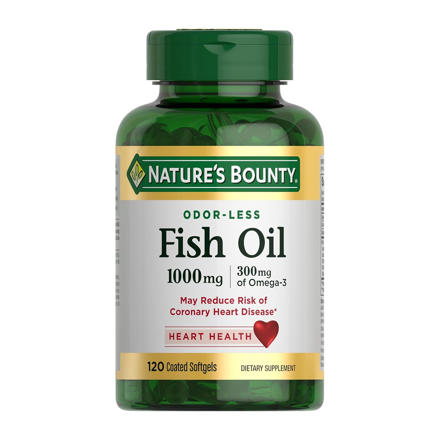 Nature’s Bounty Odorless Fish Oil 1000mg 120 Coated Softgels