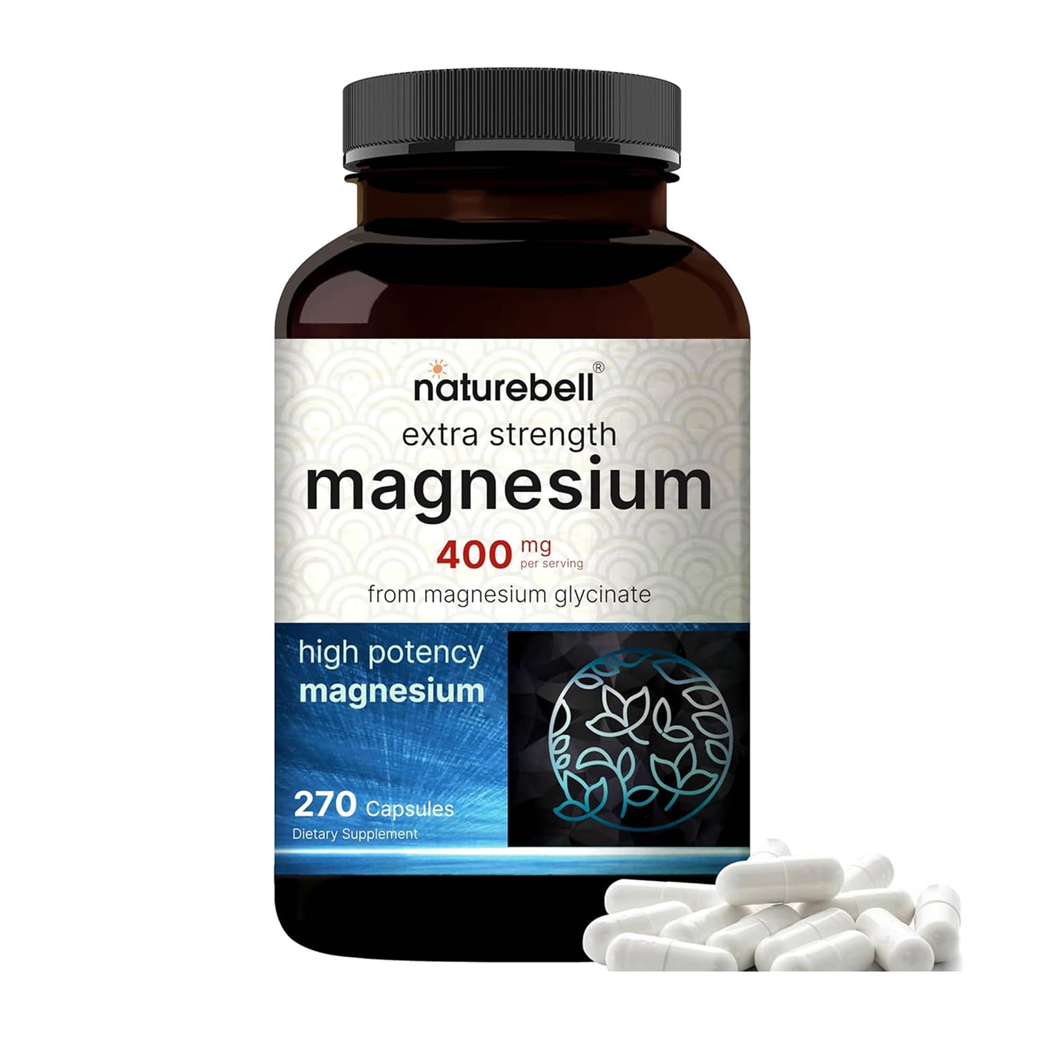 NatureBell Magnesium Glycinate 400mg Elemental 270 Capsules
