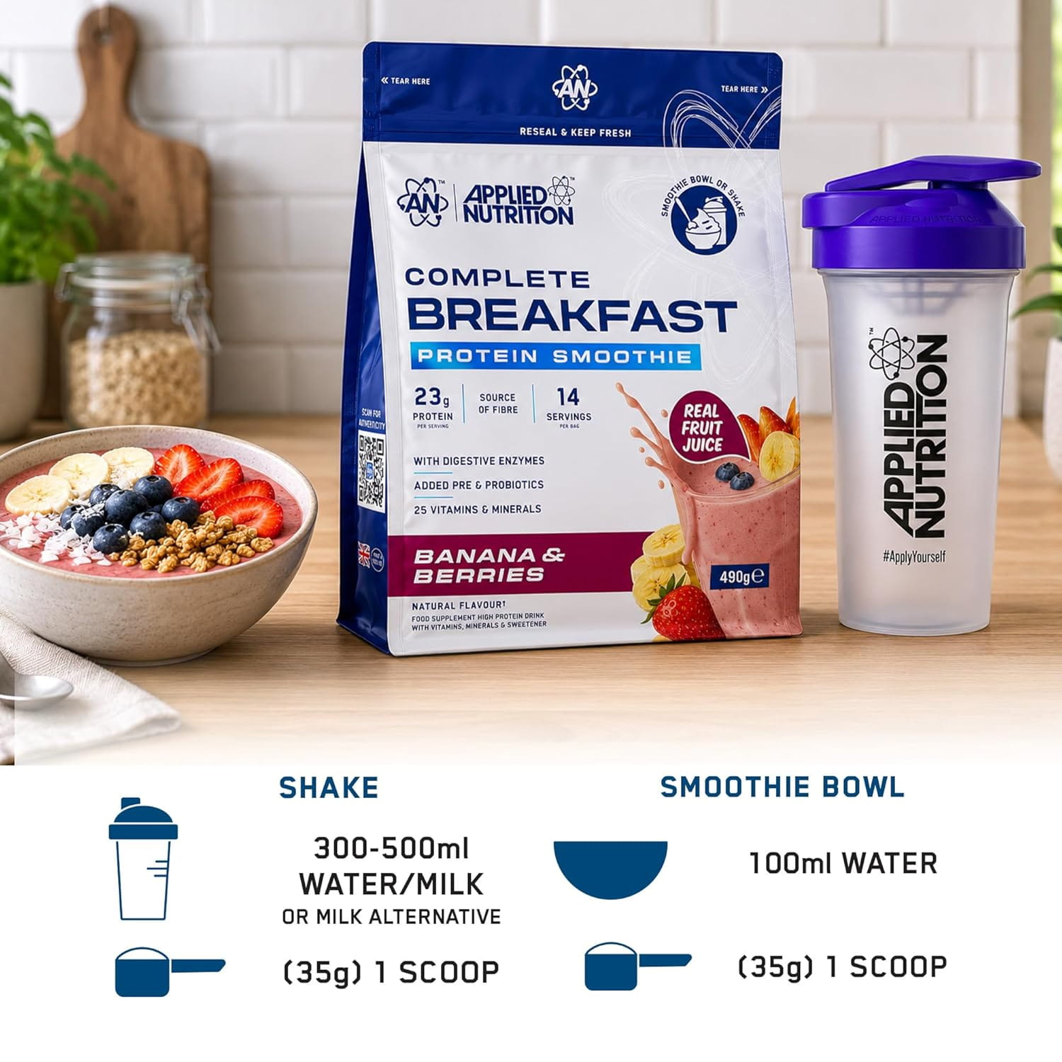 Applied Nutrition Complete Breakfast Smoothie 490g Pouch - Image 6